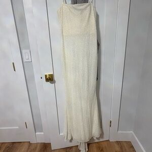 Oh Polly Cream One Shoulder Dress